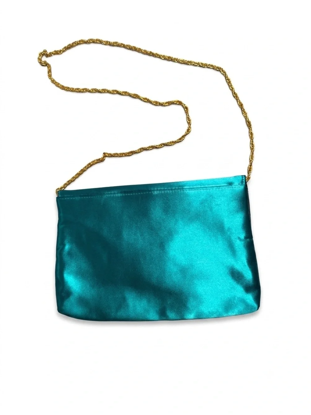 Teal Clutch with Gold Chain